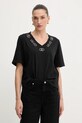 Liu Jo t-shirt bawełniany regular czarny TF5143.JS003
