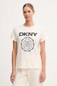 Dkny t-shirt bawełniany nadruk beżowy DP5T1366