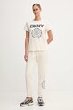 Dkny t-shirt bawełniany DP5T1366 beżowy AW25