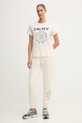 Dkny t-shirt bawełniany DP5T1366 beżowy AW25