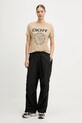 Dkny t-shirt bawełniany DP5T1366 beżowy AW25
