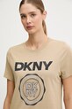 Dkny t-shirt bawełniany beżowy DP5T1366