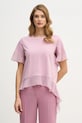 Sisley t-shirt bawełniany bawełna różowy 3WHCL107U