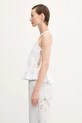 GANNI top bawełniany Cotton Poplin Smock Tie String W0886 biały AW25