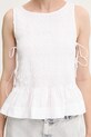 GANNI top bawełniany Cotton Poplin Smock Tie String biały W0886