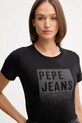 Βαμβακερό μπλουζάκι Pepe Jeans μαύρο PL5000020