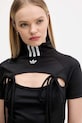 Μπλουζάκι adidas Originals Ribbon Crop Top μαύρο JX2537