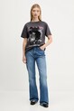 Desigual t-shirt bawełniany MICKEY LACE 25WWTK56 szary AW25
