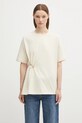 Kenzo t-shirt bawełniany Gots Drap Detail Loose gładkie beżowy FF62TS3514SG