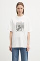Anine Bing t-shirt bawełniany ashton nadruk beżowy A.08.11305
