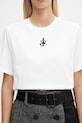JW Anderson t-shirt bawełniany Anchor Embroidery Panelled Cropped biały JT0259.PG1715