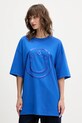 Hugo Blue t-shirt bawełniany nadruk niebieski 50550141