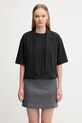 Sportmax t-shirt bawełniany NAVA gładkie czarny 2522946015600