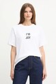 Victoria Beckham t-shirt bawełniany nadruk biały 1425JTS007015A