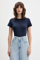 Βαμβακερό μπλουζάκι Hollister Co. slim σκούρο μπλε KI339.5073.200