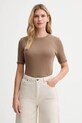 MUUV. t-shirt MUUV. x Answear z elastanem brązowy T.SHIRT.SLIM.FIT.LINEA