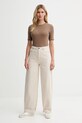 MUUV. t-shirt MUUV. x Answear T.SHIRT.SLIM.FIT.LINEA brązowy AW25