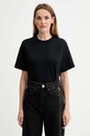 Bombažna kratka majica AllSaints Okrogel črna W220JC
