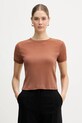 United Colors of Benetton t-shirt z elastanem brązowy 33UXD10B8