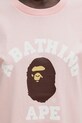 Βαμβακερό μπλουζάκι A Bathing Ape College ροζ 001TEL302001L