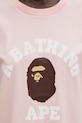 Βαμβακερό μπλουζάκι A Bathing Ape College ροζ 001TEL302001L