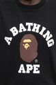Βαμβακερό μπλουζάκι A Bathing Ape College μαύρο 001TEL302001L