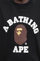 Βαμβακερό μπλουζάκι A Bathing Ape College μαύρο 001TEL302001L