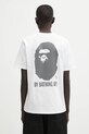 Βαμβακερό μπλουζάκι A Bathing Ape Ape Head One Point κανονικό λευκό 001TEL302070L