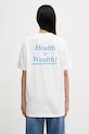 Sporty & Rich t-shirt bawełniany Health is Wealth nadruk beżowy TO04367300WH01