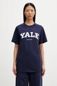 Sporty & Rich t-shirt bawełniany Yale Classic nadruk granatowy TO043611678BL106