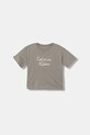 Детская хлопковая футболка Calvin Klein Jeans аппликация серый IG0IG02973.9BYA