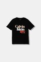 Παιδικό βαμβακερό μπλουζάκι Calvin Klein Jeans IG0IG02991.128.170.9BYA μαύρο AW25