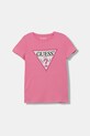 Guess t-shirt dziecięcy z elastanem różowy J2YI51.K6YW1.9BYA
