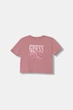 Guess t-shirt dziecięcy z elastanem różowy J5YI31.K6YW4.9BYA
