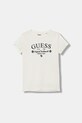 Guess t-shirt bawełniany dziecięcy aplikacja beżowy J5YI40.I3Z14.9BYA