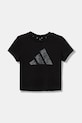 Παιδικό βαμβακερό μπλουζάκι adidas KC5448 μαύρο AW25