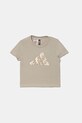 adidas t-shirt in cotone per bambini sovrastampa beige KC5450