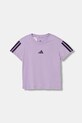 Dětské bavlněné tričko adidas JY4975 fialová AW25