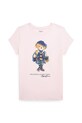 Dječja pamučna majica kratkih rukava Polo Ralph Lauren print roza 313961230001