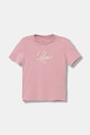 Puma t-shirt bawełniany dziecięcy ESS SCRIPT Tee G wzorzyste różowy 685805