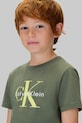 Detské bavlnené tričko Calvin Klein Jeans IU0IU00715.128.170.9BYA zelená