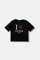 Guess t-shirt bawełniany dziecięcy wzorzyste czarny J5BI07.I3Z14.9BYA