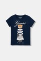 Guess t-shirt bawełniany dziecięcy z elastanem granatowy J5BI39.J1314.9BYA