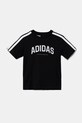 Detské bavlnené tričko adidas nášivka čierna JL6139