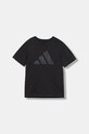 Παιδικό βαμβακερό μπλουζάκι adidas JV5204 μαύρο AW25