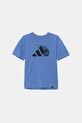 Detské bavlnené tričko adidas JV5252 modrá AW25