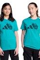 adidas t-shirt bawełniany dziecięcy nadruk zielony JV5253