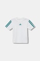 Detské bavlnené tričko adidas JV7353 biela AW25