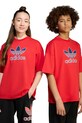 adidas Originals tricou de bumbac pentru copii imprimeu rosu JV8556