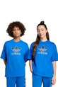 Детска памучна тениска adidas Originals памук син JV8557